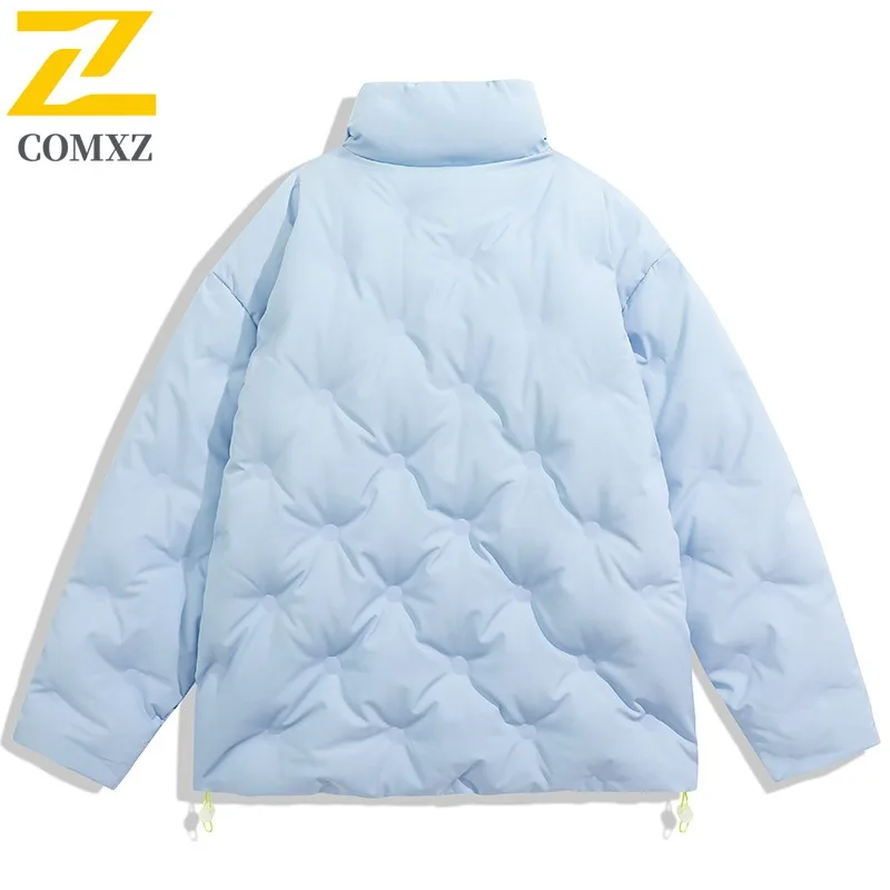 COMXZ Men Bread Jacket 2025 Warm Casual Stand Collar Street Travel Lightweight Warm Ski Padded Jacket Fashion Snow Winter Jacket