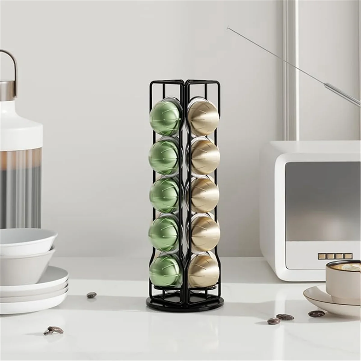 20-Pack Coffee Organizer Display Rack Iron Art Vertuo Pods Coffee Pod Holder for Vertuoline Stand Rack,Silver