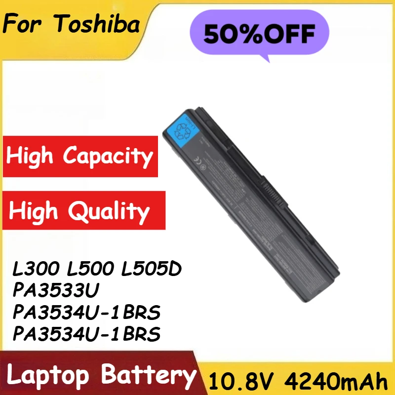 

Аккумулятор для ноутбука 10,8 В 47 Втч 4240 мАч PA3534U-1BAS для Toshiba Satellite L300 L500 L505D PA3533U PA3534U-1BRS PA3534U-1BRS