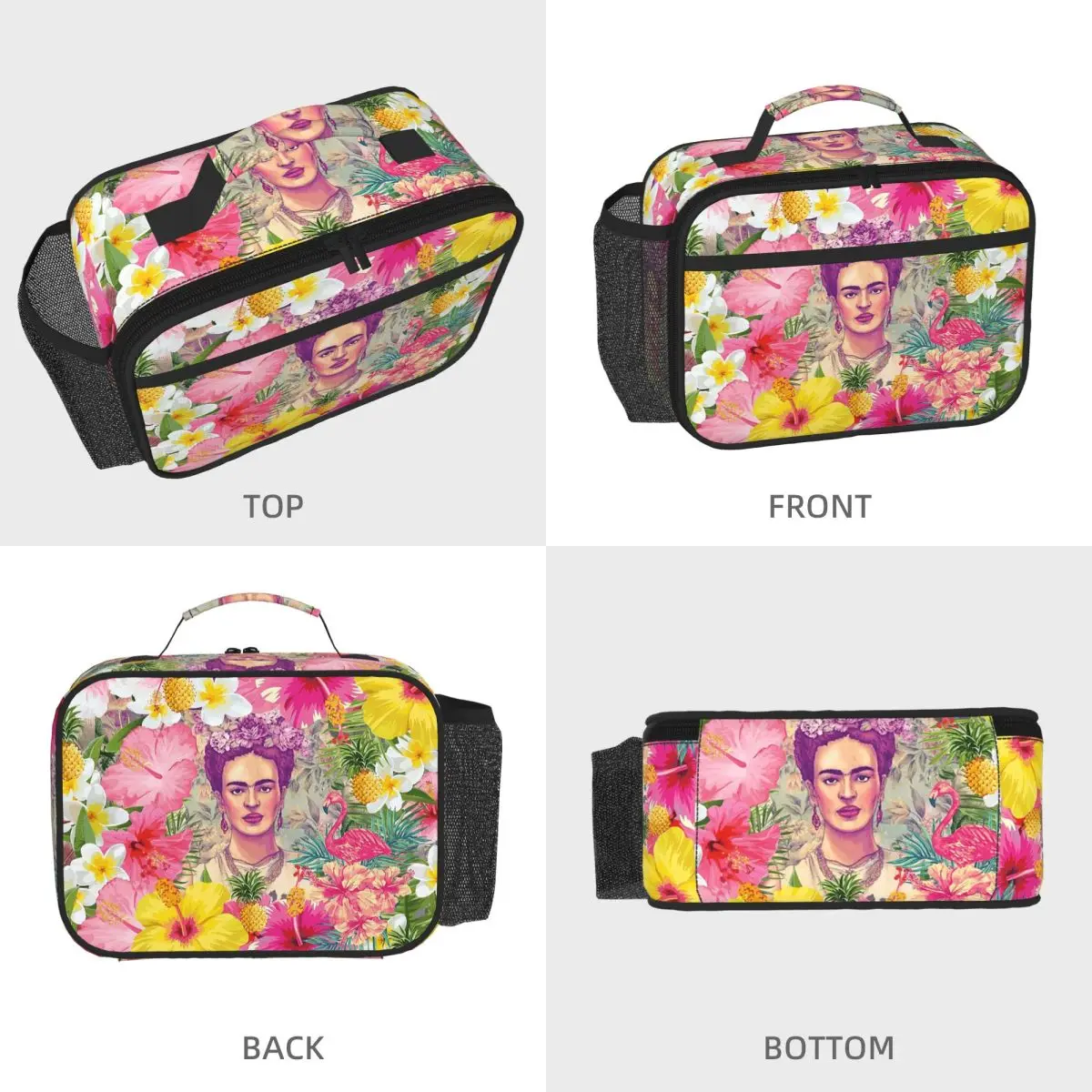 Frida Kahlo And Flamingo Insulated Lunch Bag for Kids School Cooler Thermal Food Box Tote Portable Lunch Boxes Container
