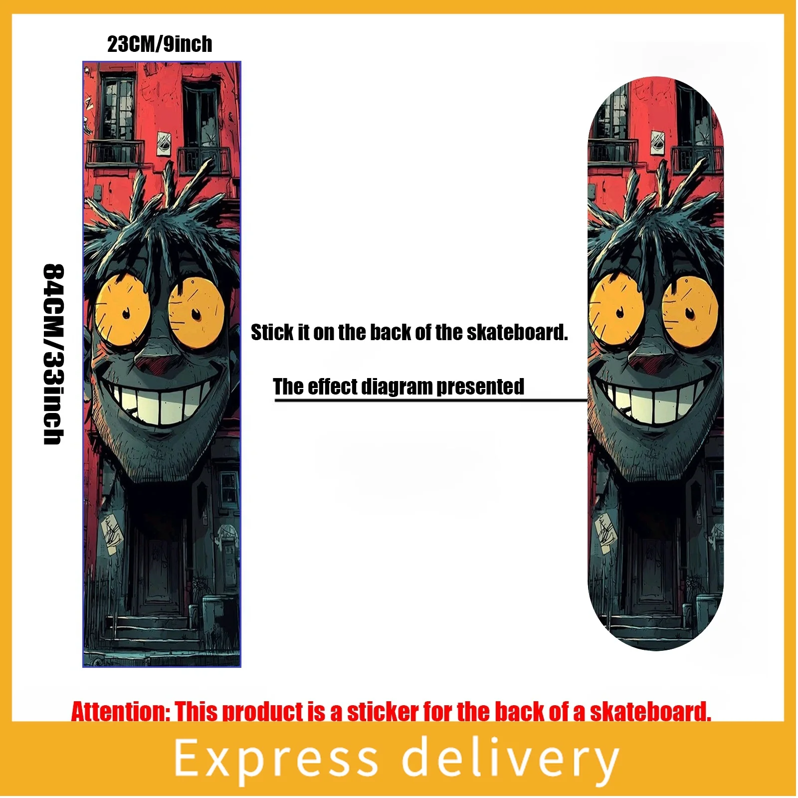 

1 piece 9.06 × 33.07 inches "Rebellious Mysterious Emotion Dark Red Architecture + Dark Face + Bright Yellow Eyes" Trend Printed