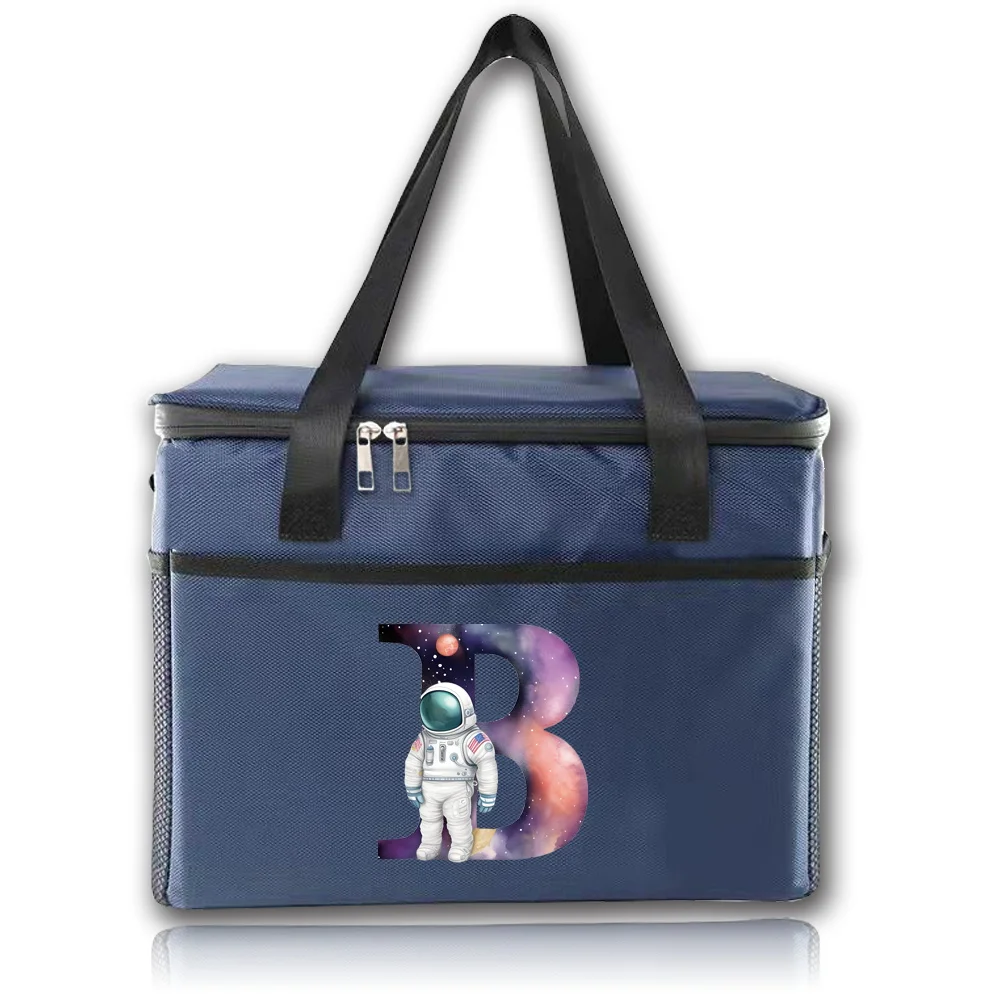 Thermal Bag Portable Lunch Cooler Bag Insulation Picnic Ice Pack Astronautletter Print Series Outdoor Beach Camping Food Carrier
