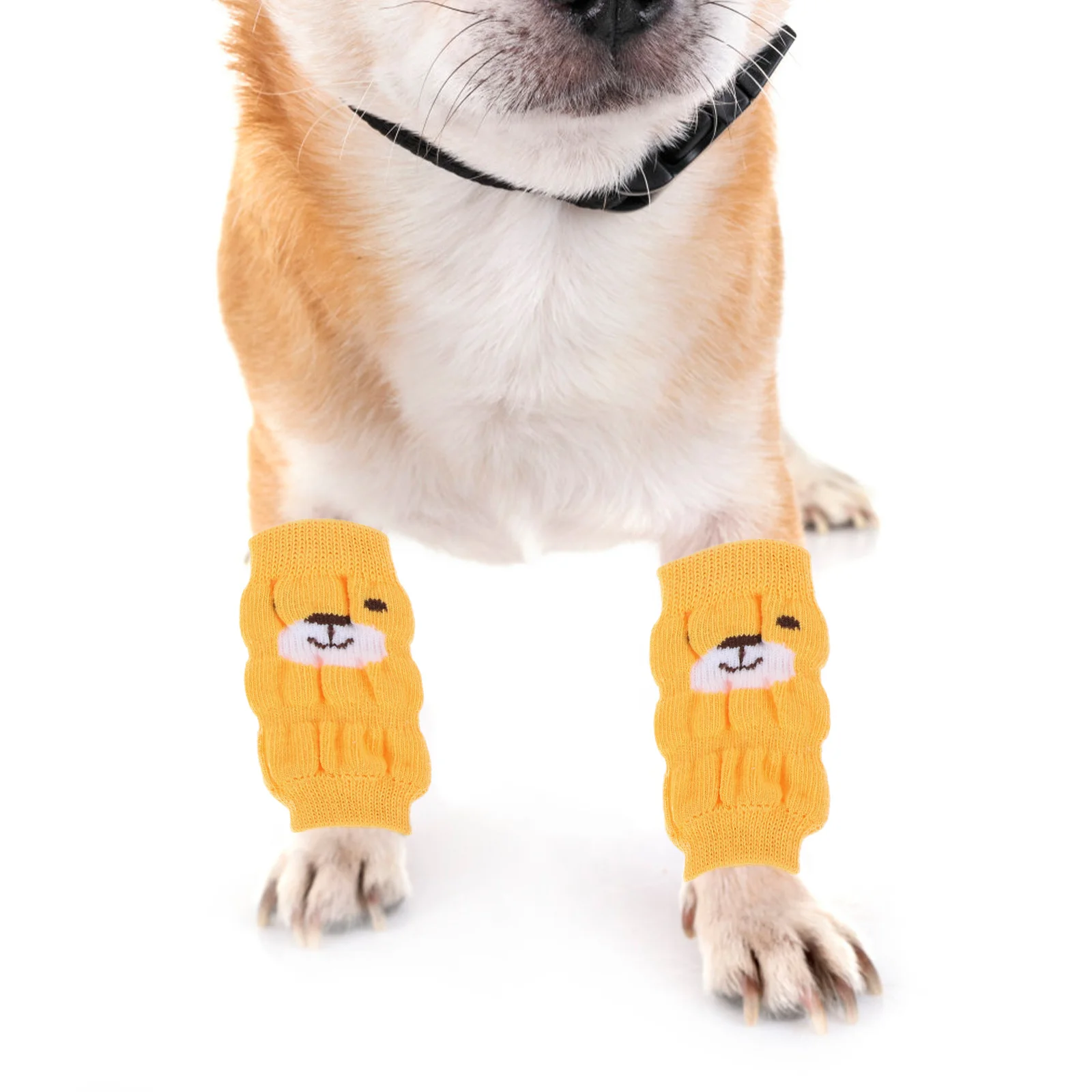 

4Pcs Anti-Scratch Dog Socks Adorable Pet Stockings Non-Slip Design for Indoor Outdoor Pet Leggings Dog Leg Warmers