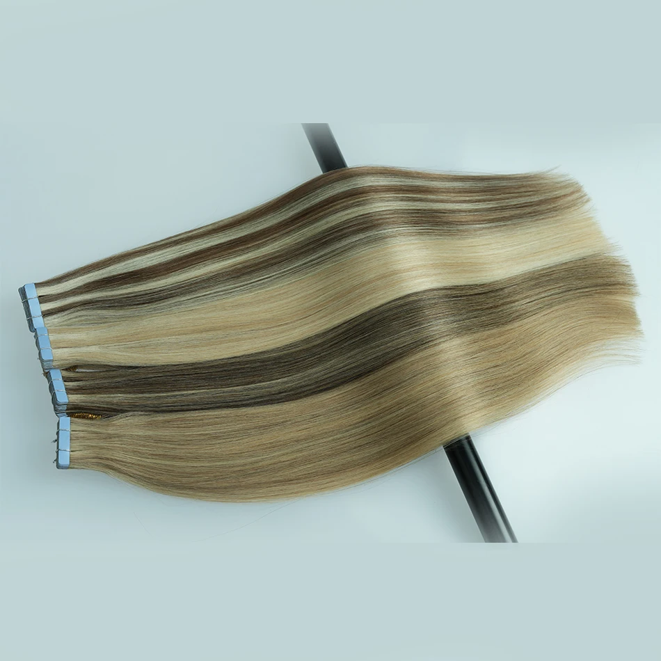 SOVO ถ่านแอคติเวทเทป100% Human Hair Weft ที่มองไม่เห็นกาวสีบลอนด์บราซิล Remy ผม salon