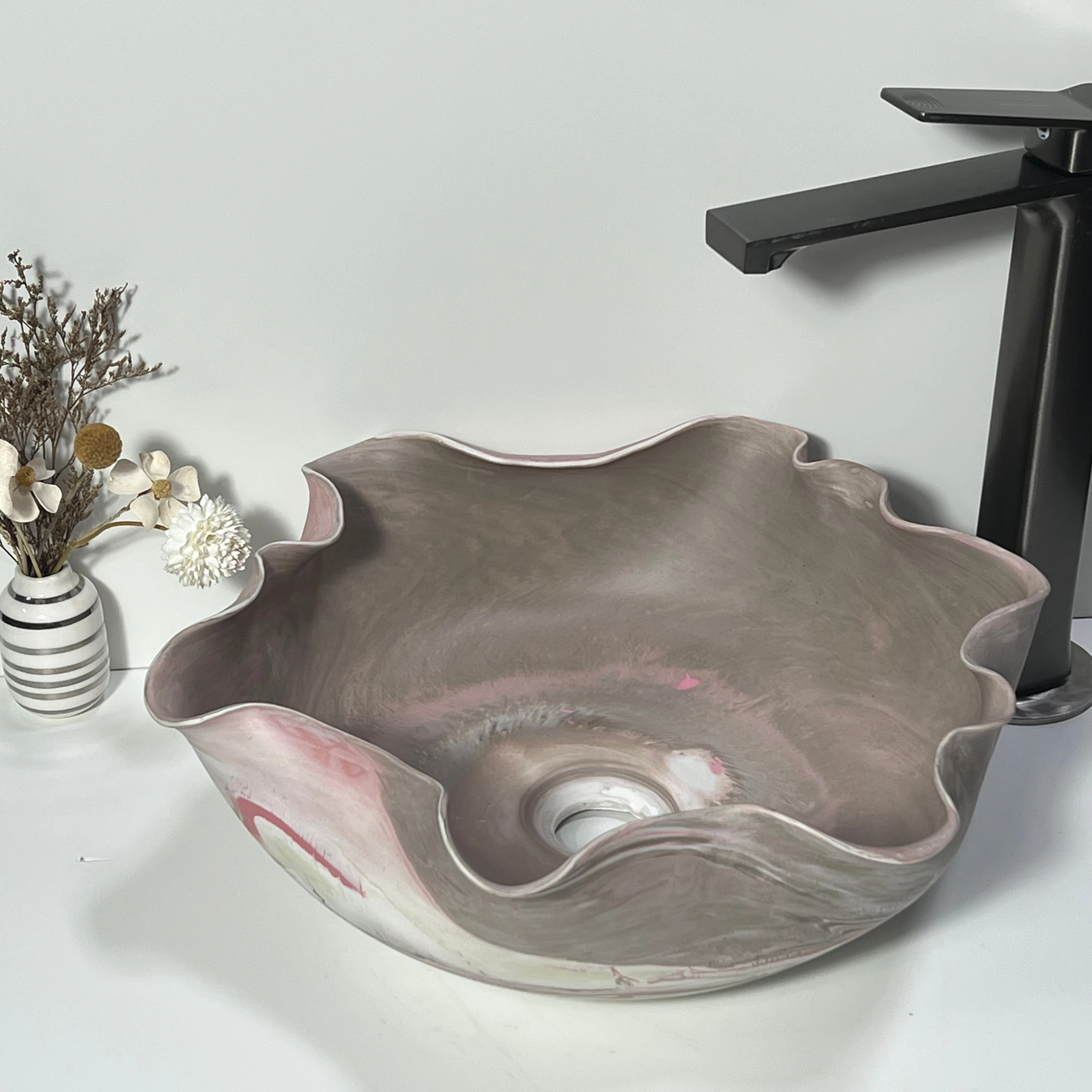Irregular Edge Bathroom Washing Basin Indoor Hand Shampoo Sink for Home Sanitary Use