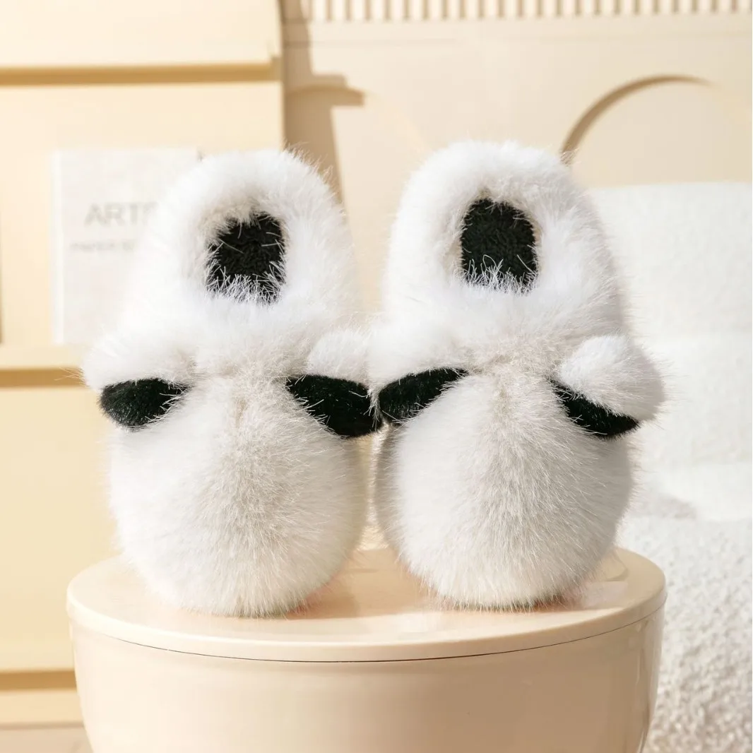 

Panda shoes women's winter indoor home cute cartoon warm plush slippers household soft comfortable non-slip platform shoes