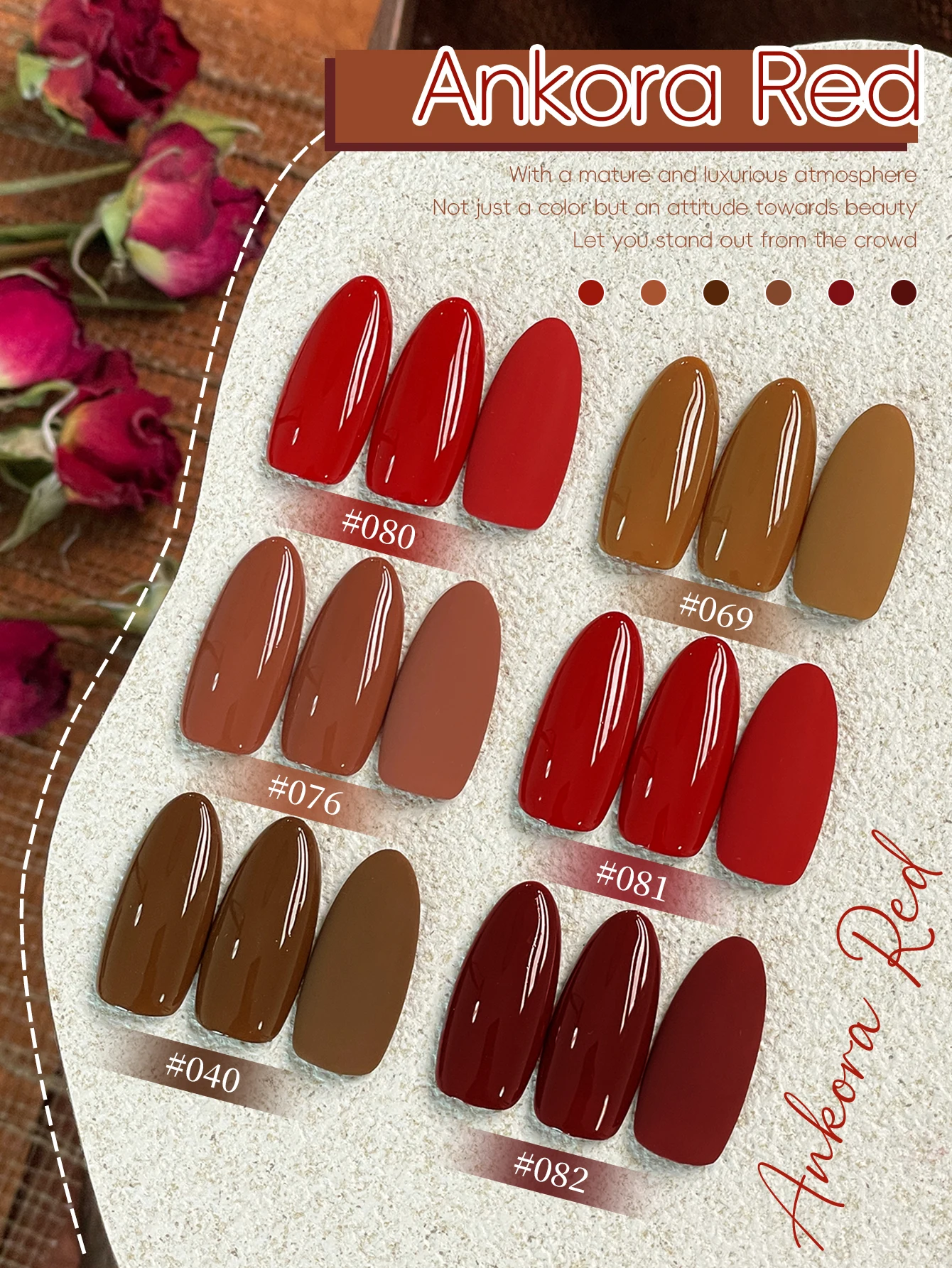 XEIJAYI 1pc 15ml Red Brown Gel Nail Polish, UV LED Soaking Nail Gel, Semi-Permanent, DIY Salon Quality Nail Art Gel