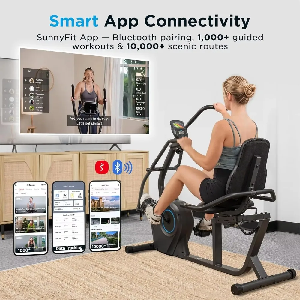 Smart Recumbent Exercise Bike Cross Trainer Arm 8-Level Magnetic Resistance Home Gym Cardio Stationary Fitness Equipment