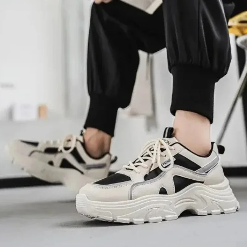 

Thick-soled Height-increasing Color-blocked Men's Large-sized Simple Design Anti-slip Sports Shoes for Autumn and Winter