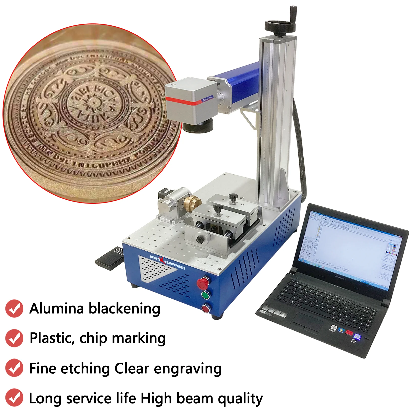 Fiber Laser marking machine Metal Wood Jewelry Marker Carver Mchine Ready To Ship Portable 20W 30W 50W 100W