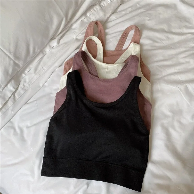 Sexy Tank Top For Women Summer Bra Camis Crop Tops Backless Camisole Fashion Padded Tube Top Female Sleeveless Cropped Vest Girl