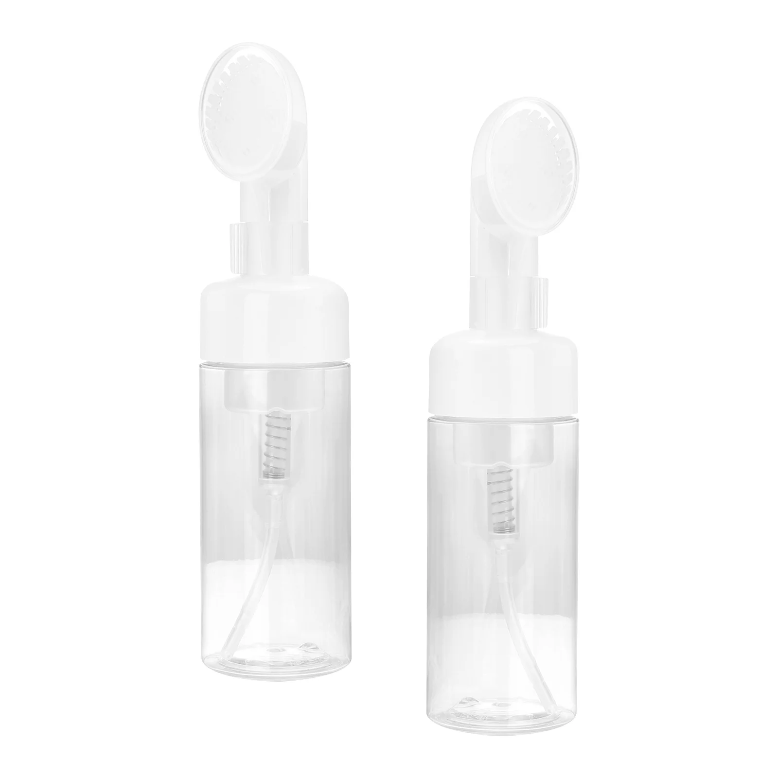 

2pcs Foam Pump Bottle Set Transparent Empty Sub Bottles For Shampoo Soap Travel Size Leak-Proof Brush Head Foaming Bottle