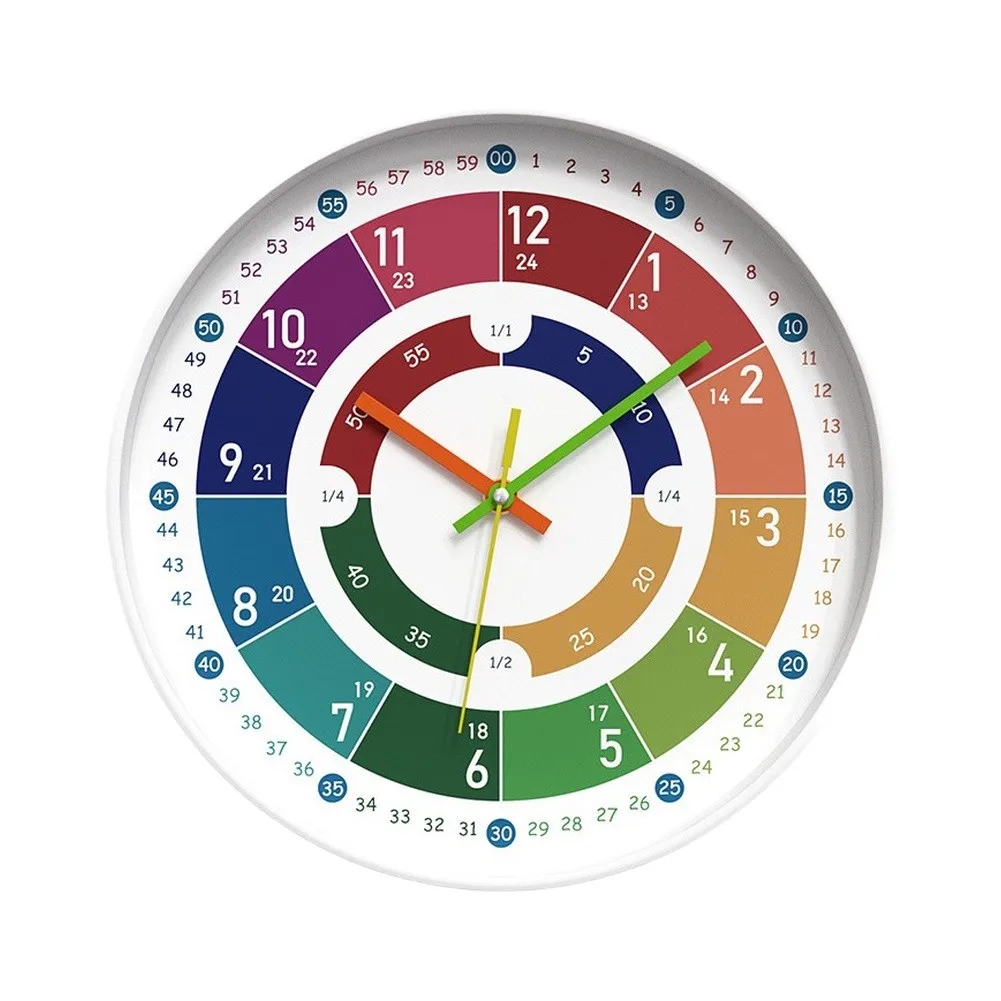 30cm Silent Cartoon Wall Clock for For children Quartz Movement Fun Time Learning Tool Decor for Bedroom Playroom School Wall