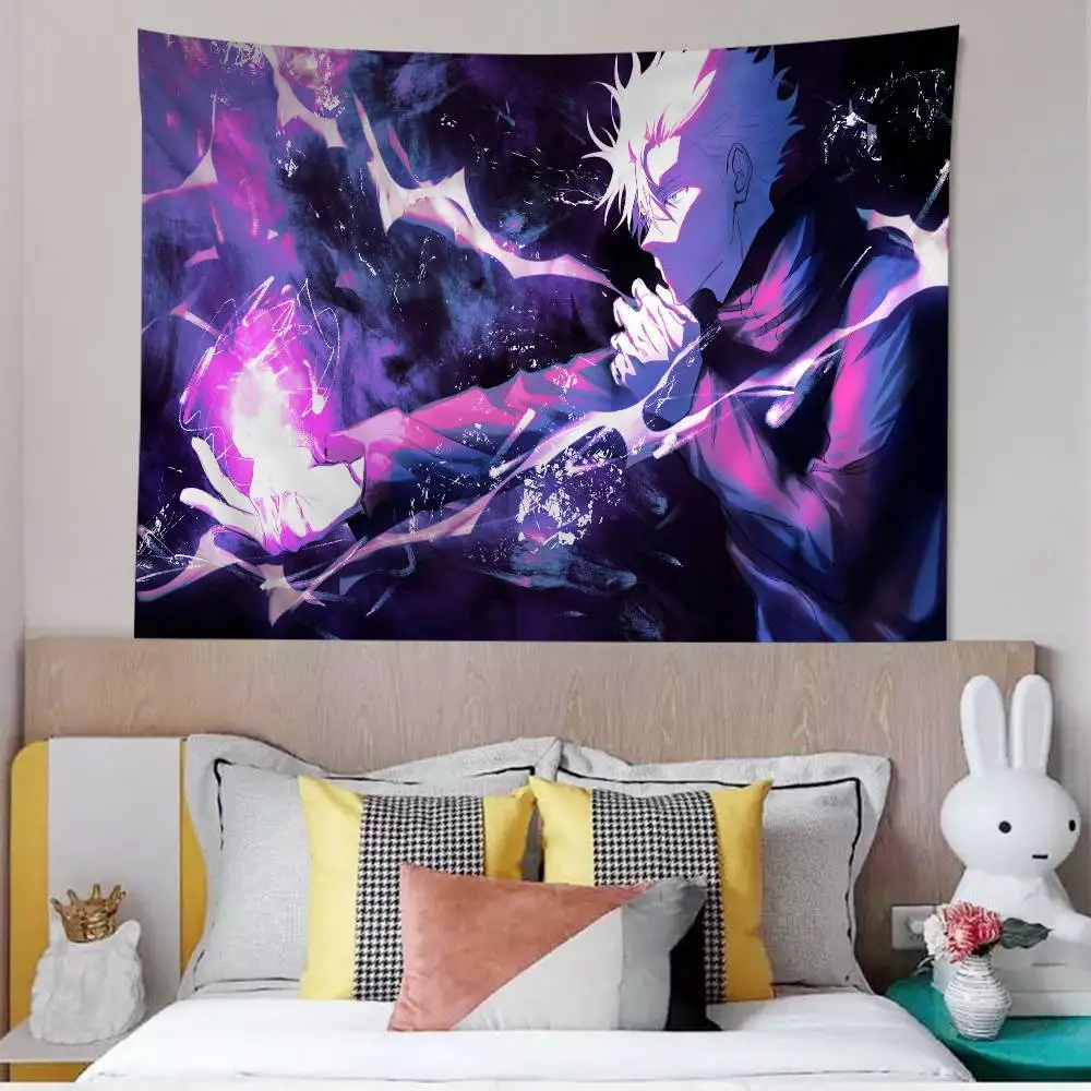 J-Jujutsu K-Kaisen G-Gojo Anime Hanging Bohemian Tapestry Hanging Tarot Hippie Wall Rugs Dorm Wall Hanging Home Decor