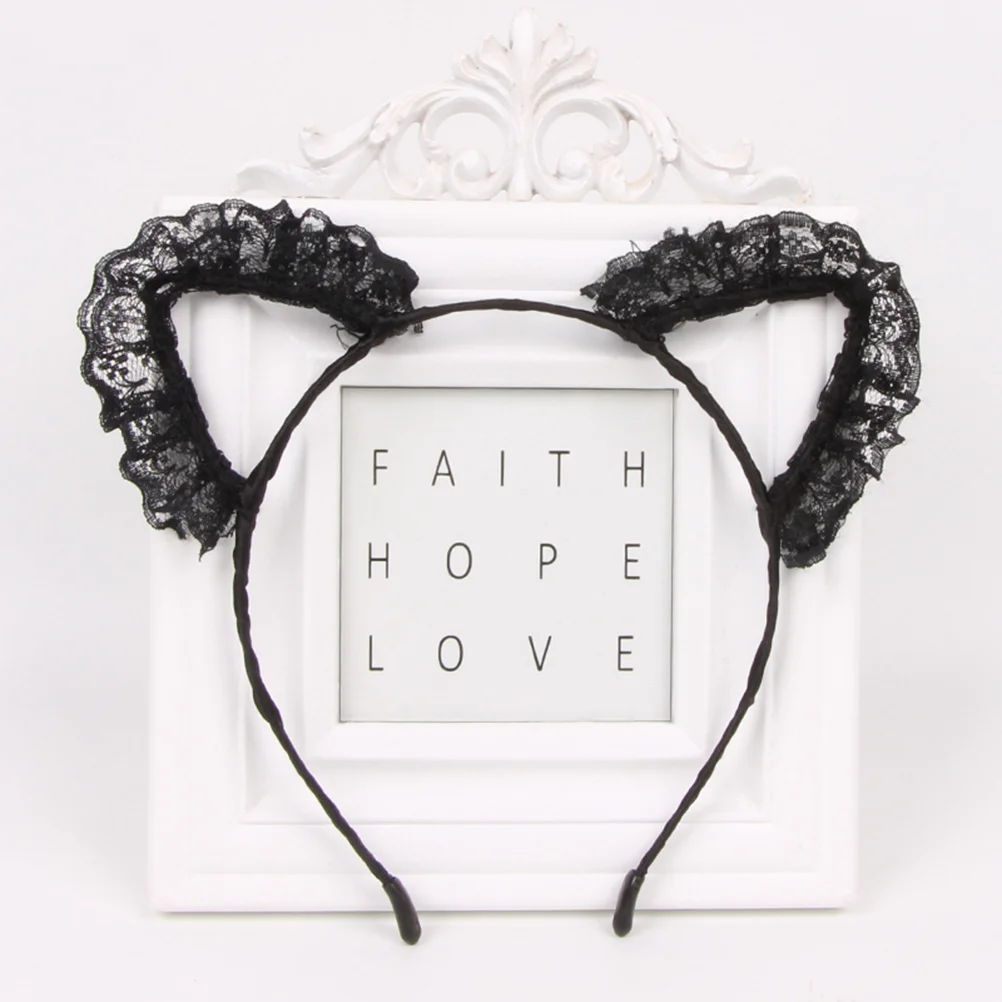 

1pcs Lace Cat Ear Headband For Women Girls Soft Comfortable Hair Hoop Party Wedding Festival Costume Accessory Black