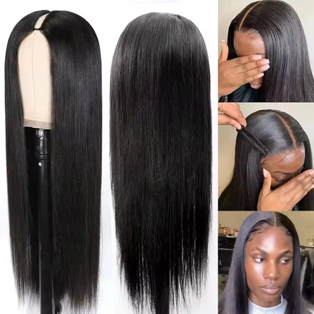 220% Density Straight Hair V Part Wig 30 32 Inches Upgrade Human Hair Head Clip In Half Wig Brazilian Glueless Wigs For Black Women - view 5