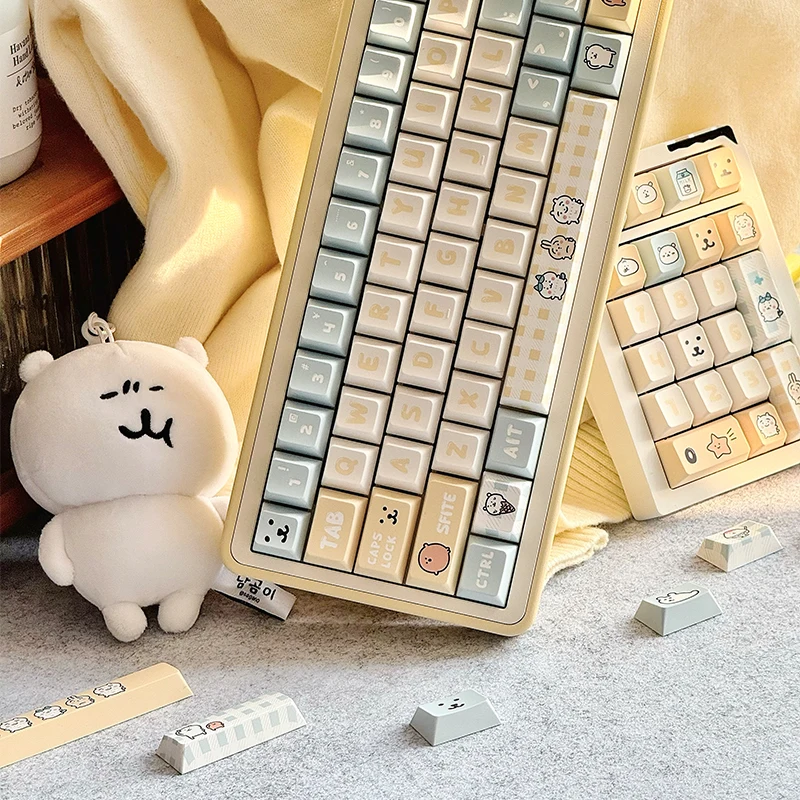 

Creamy Blue Cute Theme Keycaps Set PBT Cherry Profile 139 Custom Original Handmade Keycaps for Mechanical Keyboard Accessories