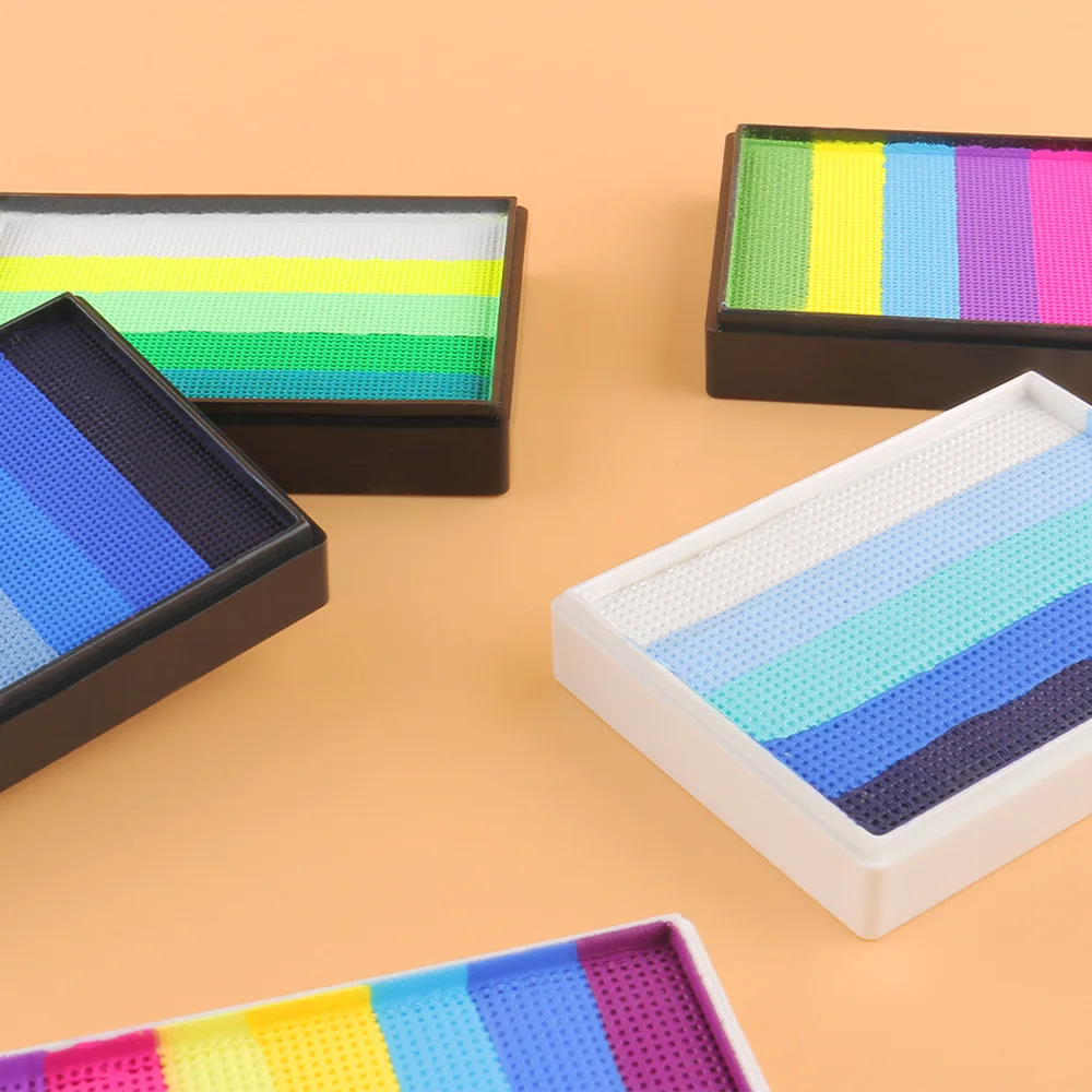 6 สีน้ําที่มีสีสันภาพวาดภาพวาดสีร่างกายแต่งหน้า Rainbow Christmas Party Palette สําหรับผู้ใหญ่และเด็ก