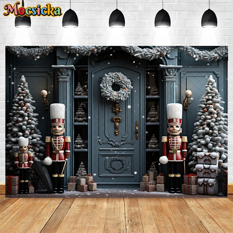 Mocsicka Weihnachten Spielzeug speichern Hintergrund für Kinder Porträts Urlaub Party Fotografie Weihnachten Baum Kranz Geschenk box Dekoration