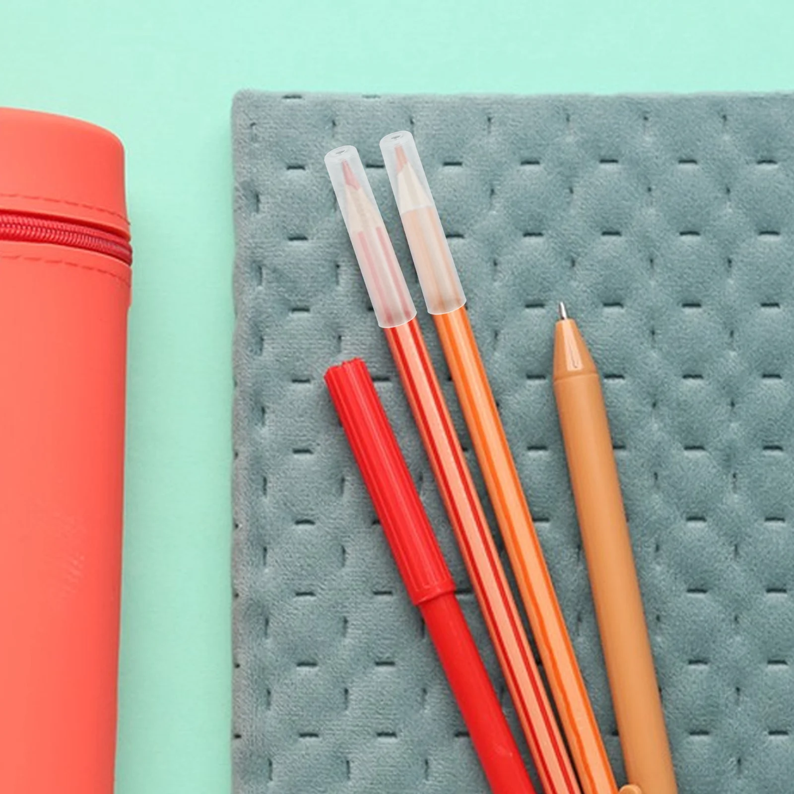 

10pcs Plastic Caps Protector Cover Cute Toppers Extender Holders For School Office Student Durable Protective Design