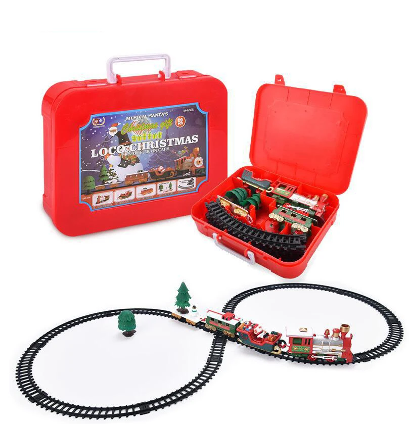 Boxed Electric Rail Small Train Plastic Rail Car Train Track With Light Sound Electric Toy Christmas Children's Train  Toys B067