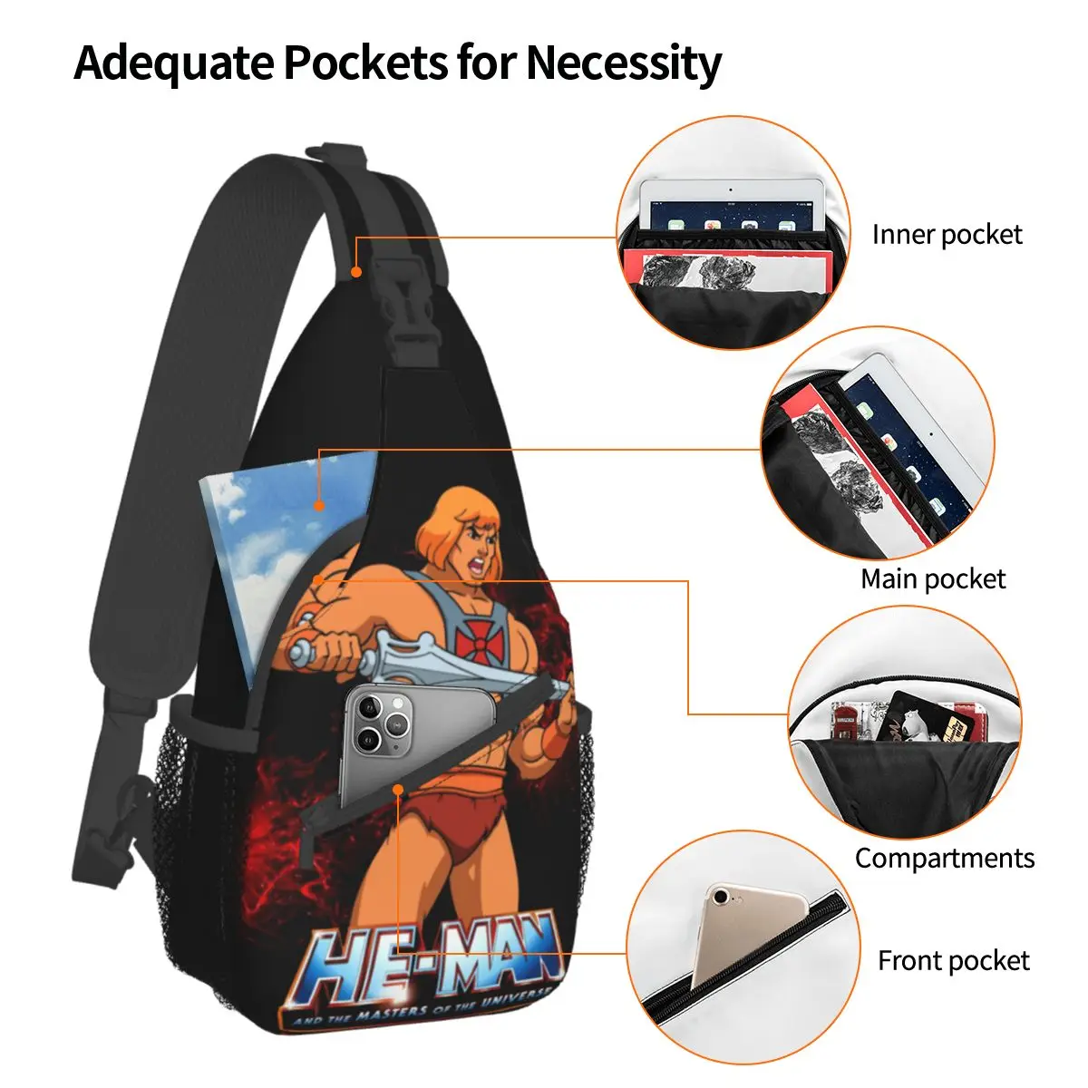 Bolsa de estilinque crossbody masculina, mochila de ombro anime, mochila para caminhadas, mochila de viagem, bolsa de peito impressa, ele homem