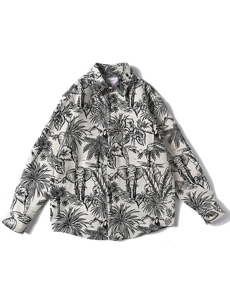 

Модная мужская рубашка в стиле ретро с китайским узором в стиле туши, свободного кроя, с воротником, длинными рукавами, для весны и осени, базовый слой