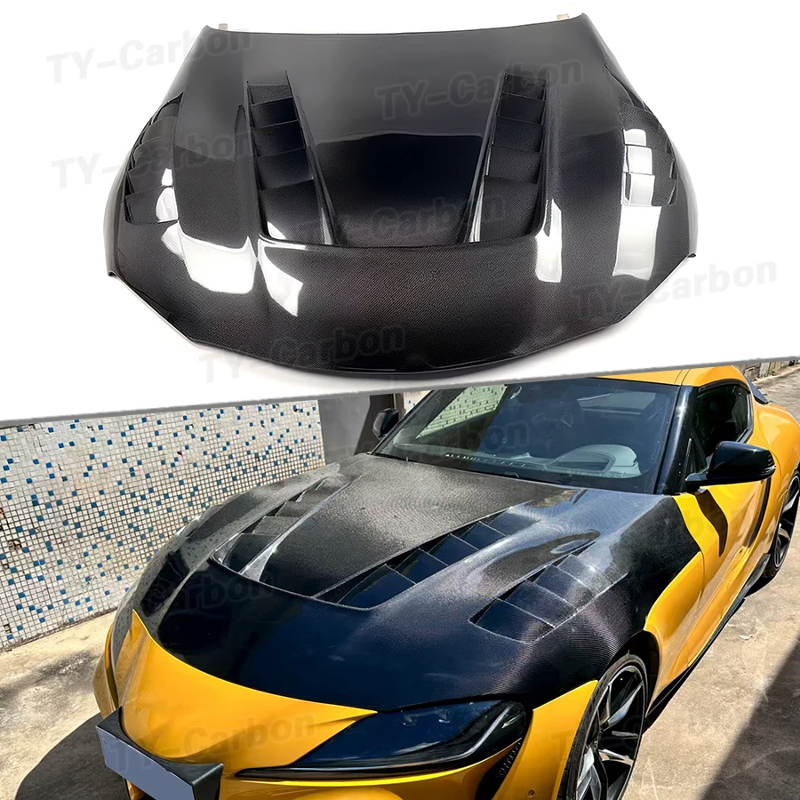 High Quality Real Carbon Fiber Car Engine Hood Bonnet Vent Front Bumper Engine Hood Bodykit for Toyota Supra A90 A91 MK5 2019+