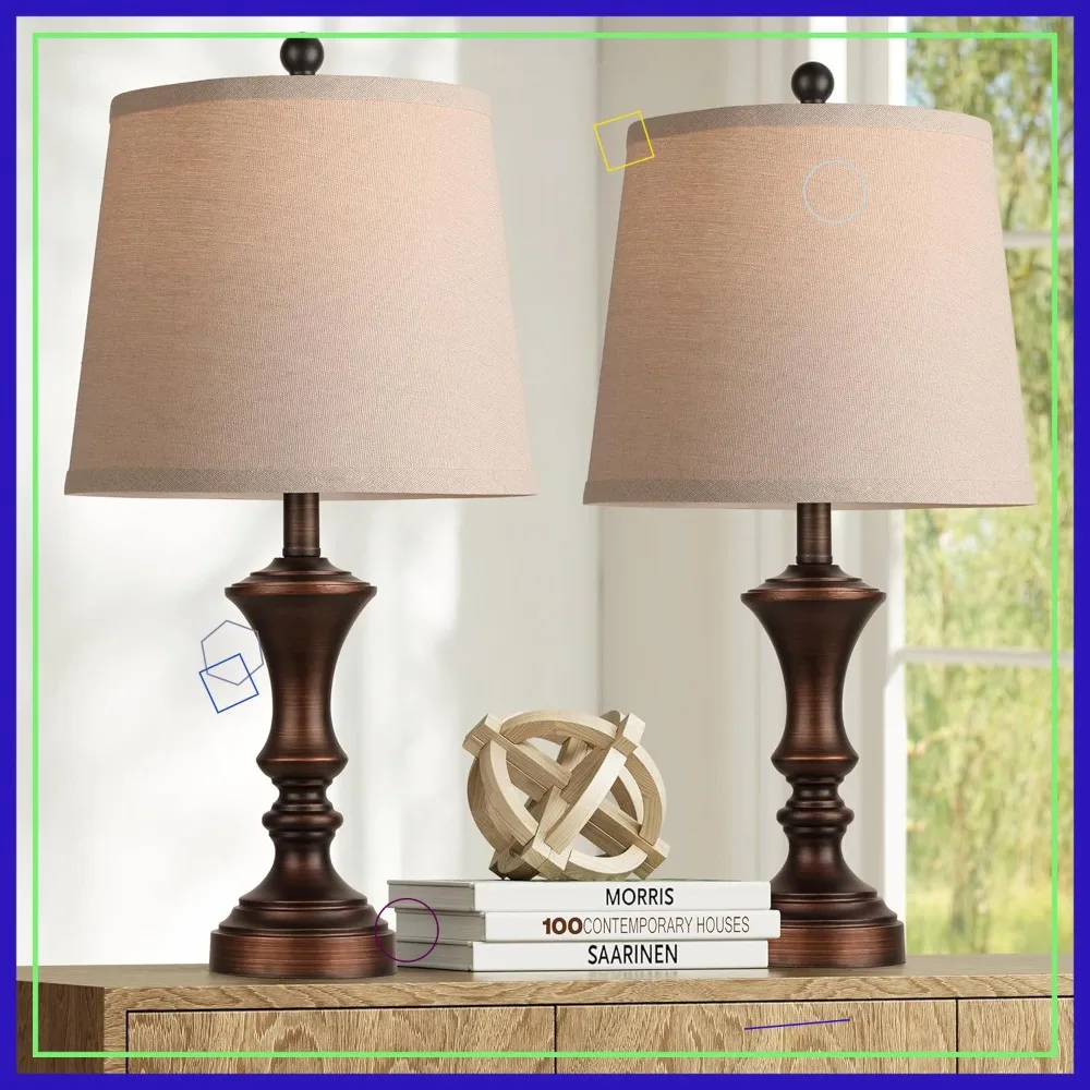 

Винтажные настольные лампы в деревенском стиле, комплект из 2 штук для спальни и гостиной, традиционные прикроватные лампы, лампочки в комплект не входят.