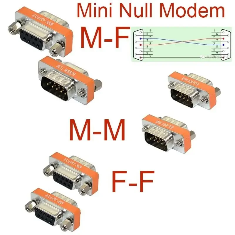 High Quality Mini Null Modem DB9 Female Male Plug Adapter Gender Changer Cross New