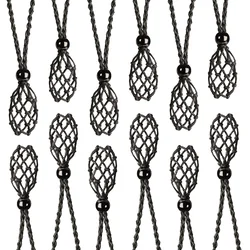 12 PCS Crystal Cage Necklace Holder Necklace Cord Empty Stone Holder Replacement Hand-Woven Necklace Cord with Adjustable Length
