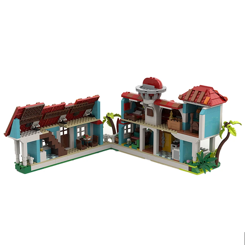 Lilo & Stitch House Enclosure-Compatible with Set 43268 Beach House Model Building Blocks DIY Bricks Toys Desktop Display Gift