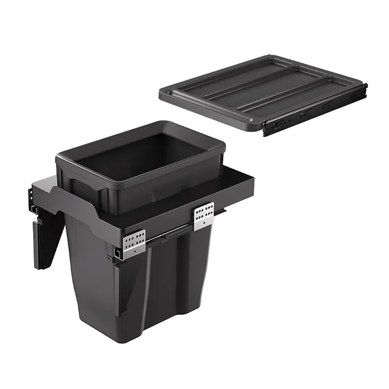 Kitchen trash can cabinet, embedded large single bucket cabinet, hidden trash can in large cleaning bucket bathroom cabinet
