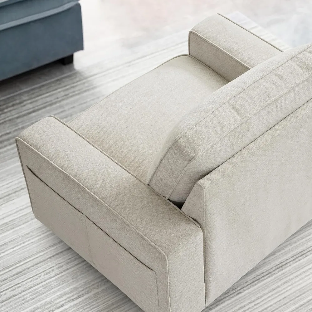 작은 공간을 위한 회전식 패브릭 악센트 의자, 원목 프레임과 탈부착 가능한 커버가 있는 거실 소파