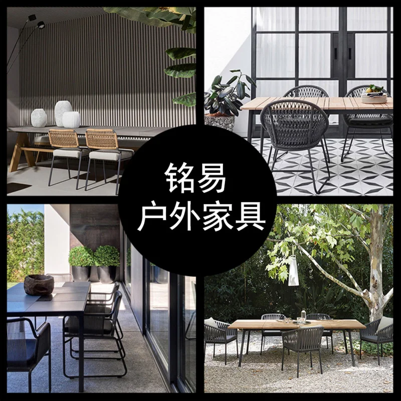 Outdoor Table And Chair SetNordic Outdoor , Courtyard Sofas, Open-Garden, Hotel Cafe Chairs, Sunroom Rattan Tables And
