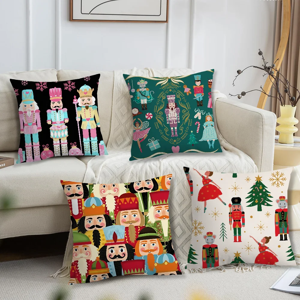 Merry Christmas Comfortable soft N-Nutcracker Pillow Case for Sofa Living Room Home office Decor and Protective Covers