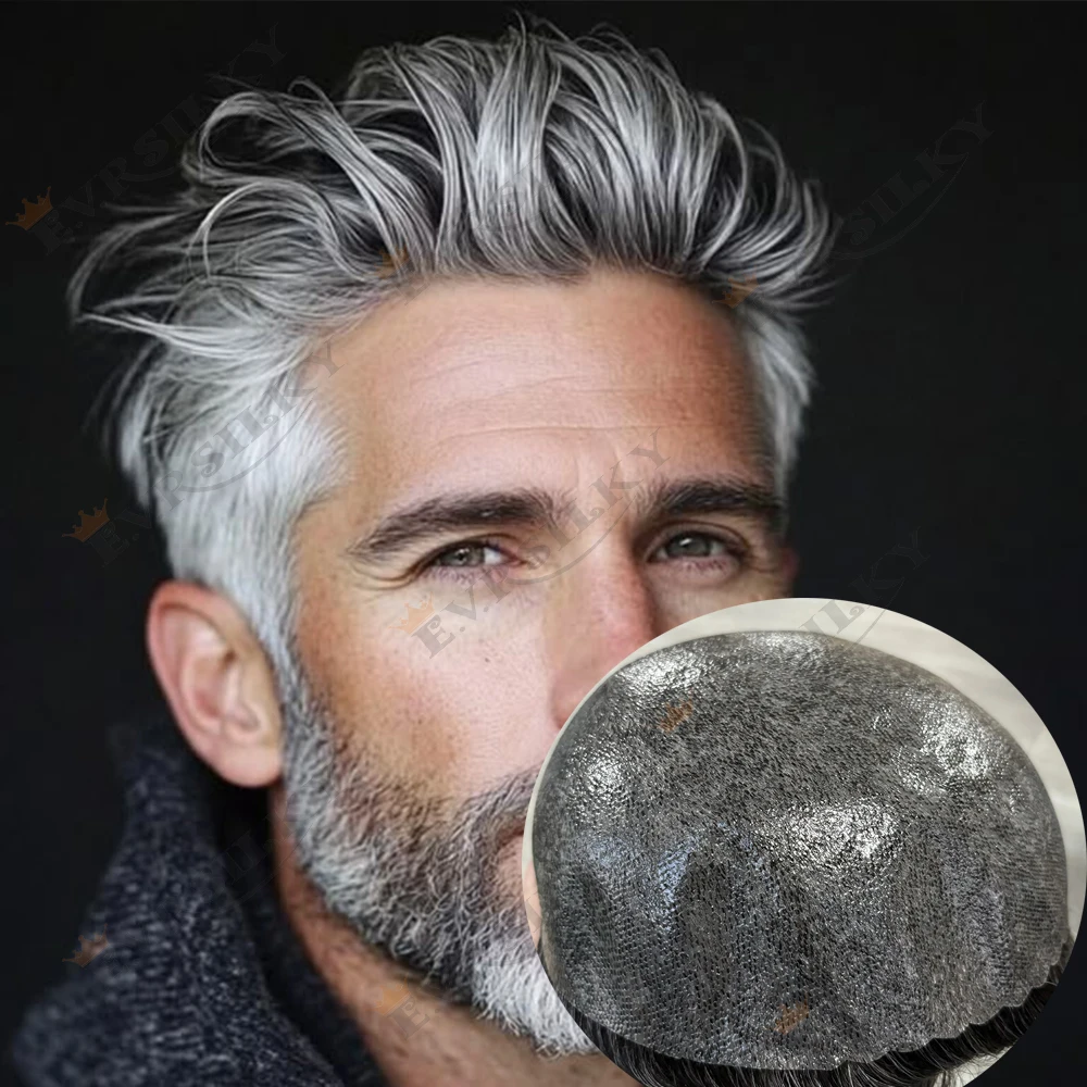 

Undetectable 0.1mm Injection PU Man Hairpieces 30mm Wavy Old Men Toupee 1b10 1B80 1B65 Grey Black Human Hair Prosthesi Capillary