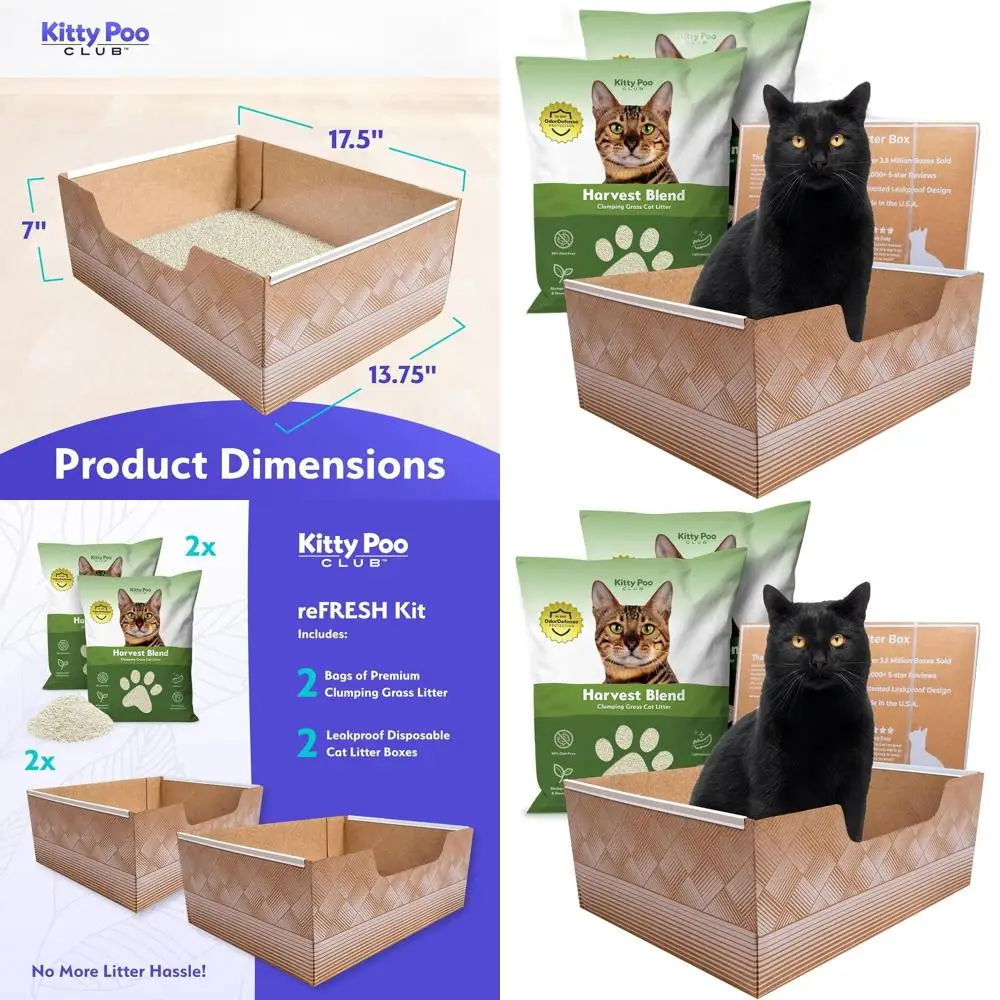 

Портативный набор кошачьих туалетов из двух предметов с травяным туалетом — контроль запаха, пригодный для вторичной переработки, идеально подходит для путешествий и домашних хозяйств для нескольких кошек