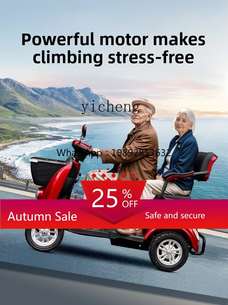 

Intelligent double four-wheel electric scooter for the elderly helps automatic braking disabled battery car