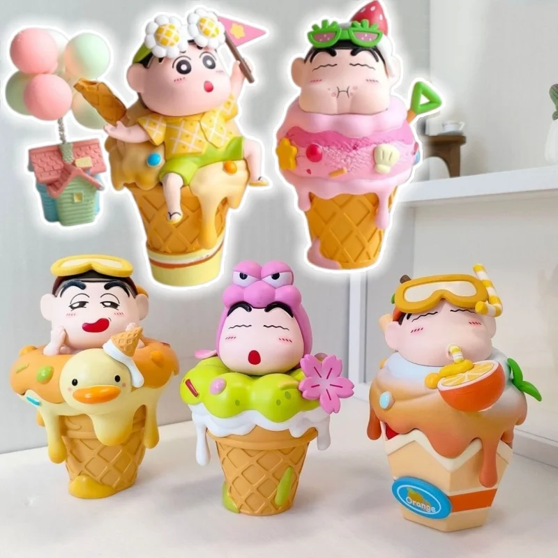 6 Stück/Set Anime-Figur Cartoon Crayon Shin-Chan Niedliche Eiscreme-Form Süß ﻿ Anime-Figur Modell Deko-Spielzeug Geschenke ﻿ ﻿