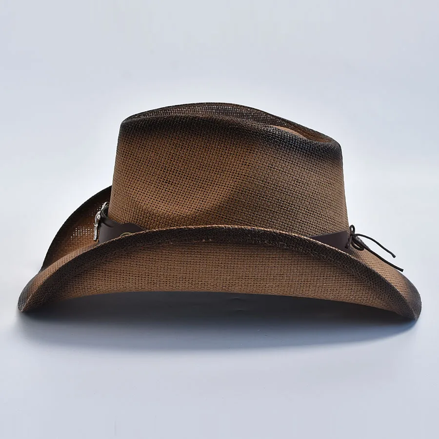 Dikke Strohoed Voor Mannen Dames Vintage Gekrulde Rand Western Cowboy Hoed Zomer Strand Zonnehoed Sombrero Hombre