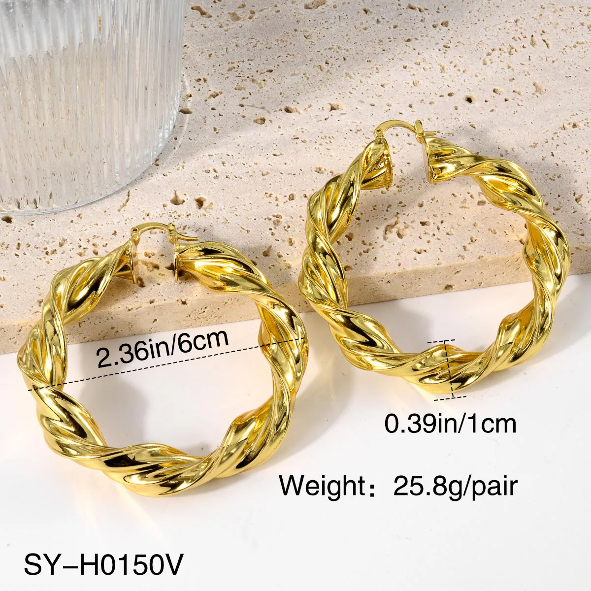 CHARMOMENT Jewelry 60mm Circle Hoop Earrings Chunky Statement Minimalism Aesthetic Earring Gold Color Brass Trendy Lover Gift