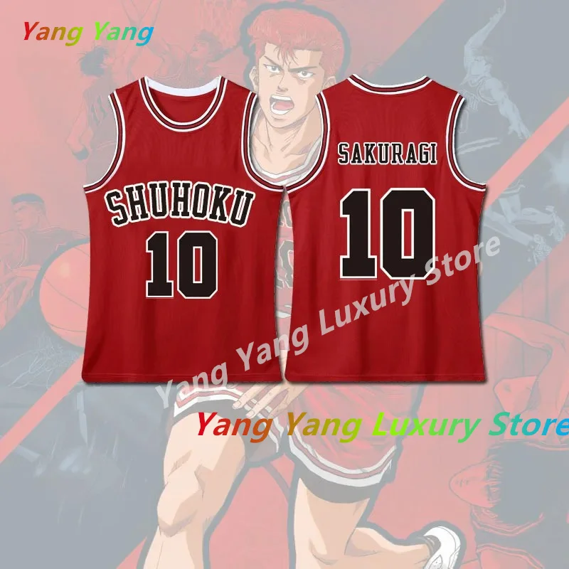 Anime Sakuragi Hanamichi Slam Dunk Jersey Shohoku School Basketball Team Uniform Sportswear Kaede Rukawa Costume Men Vest TOP