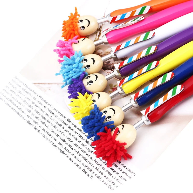 Kawaii Cute Doll Ballpoint Pen With Touch Screen Stylus 0.5mm Black Ink Gel Pens for Girl Boy Kids Writting Pen Children\'s Gifts