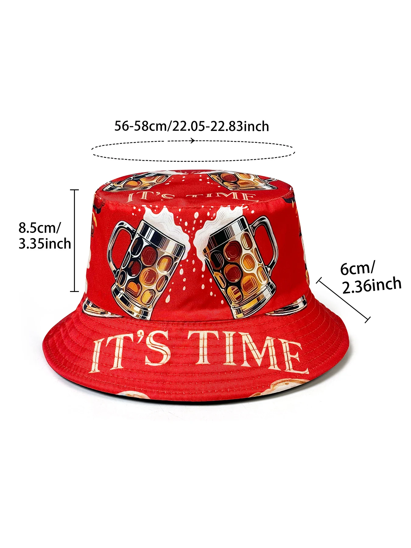 Beer Cheers 3D Graphic Reversible Bucket Hat, Double-Sided Wearable Foldable Lightweight Design Fisherman Hat,