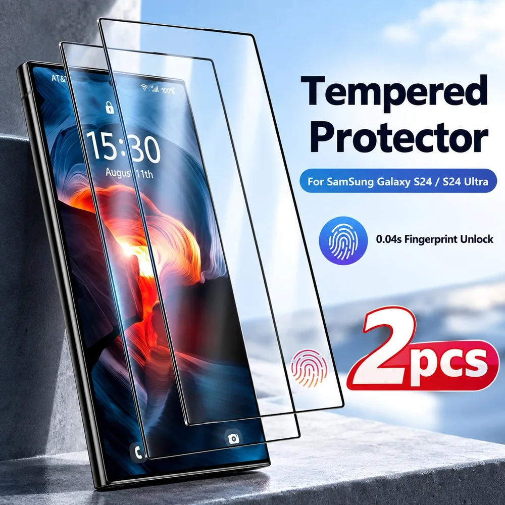 2PCS Tempered Glass For Samsung Galaxy S24 FE S24 Ultra Screen Protector For Samsung Galaxy S24+ S24 Anti-Scratch Anti-Shatter