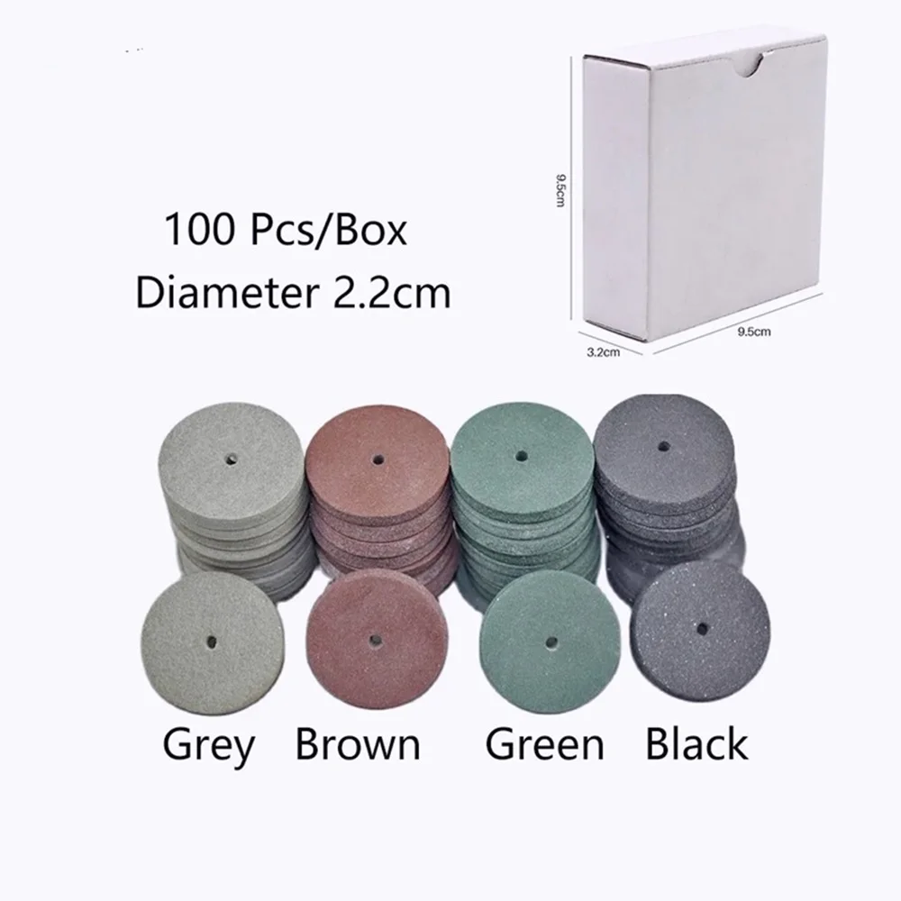 100Pcs Dental Rubber Polishing Wheel 22*3mm 4-Color High Precision Rotary Sanding Head for Dental Technician Handpiece Tools