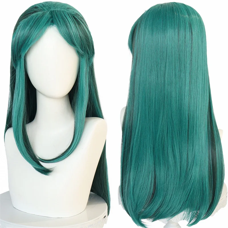 Lum Perücke Synthetische Lamu Cosplay Perücke Anime Urusei Yatsura 60 CM Lange Gerade Mix Grünen Perücke