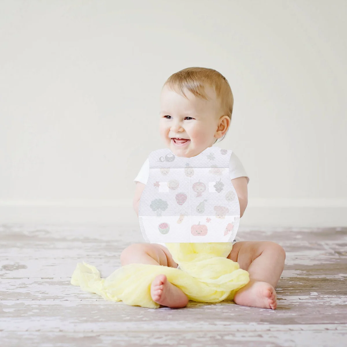 

20Pcs Disposable Baby Bib Waterproof with Pocket for Food Catching Adjustable Adhesive Neckline Safe Comfortable Use Eating