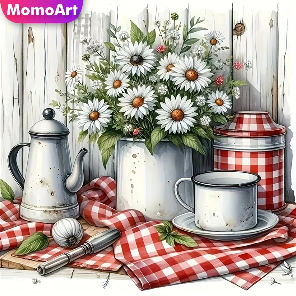 Momoart Neuerscheinung Diamant-Stickerei Gänseblümchen Geeignet für Anfänger Diamant-Mosaik DIY Malerei Bastelset Handgemachtes Geschenk